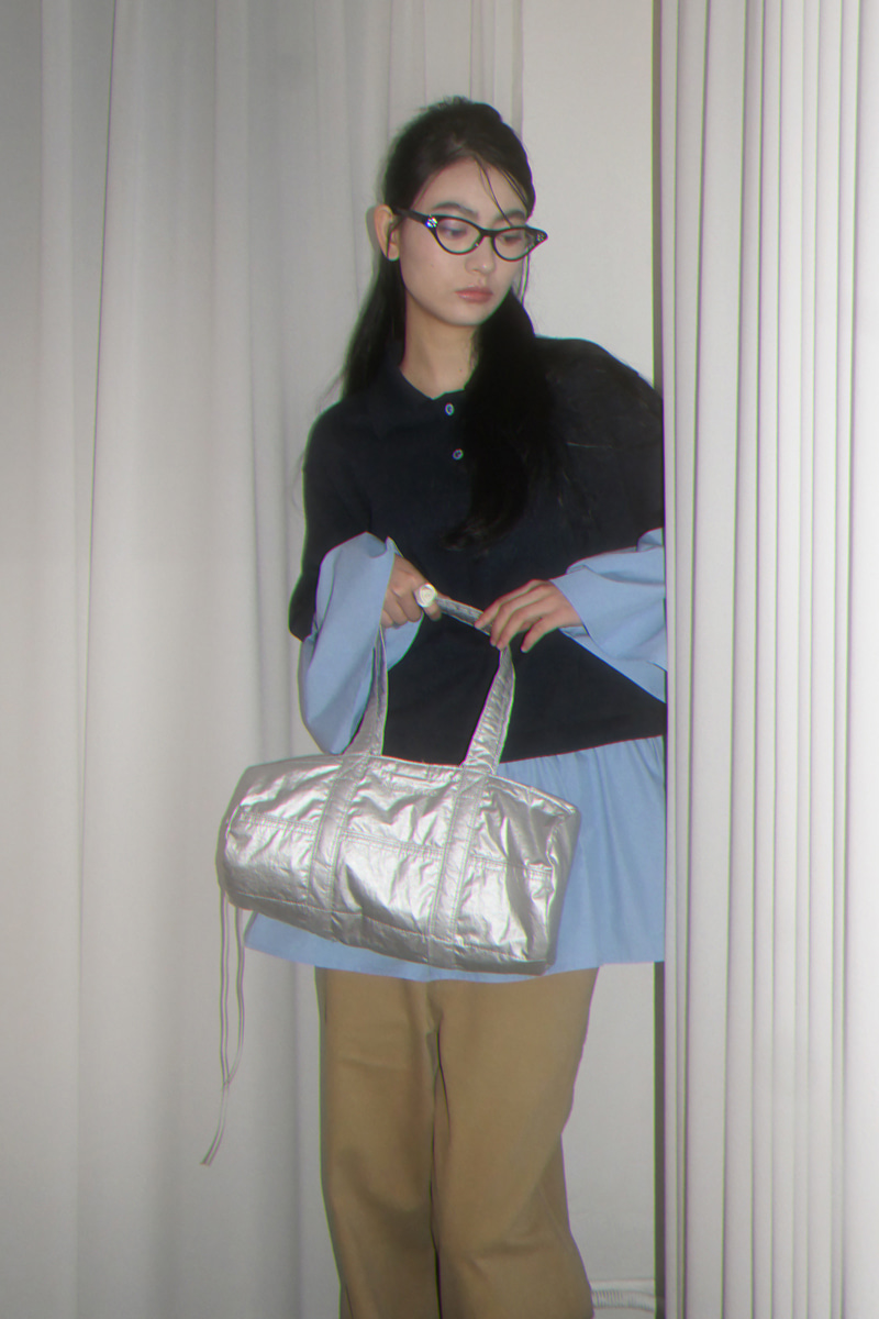 [21st pre-order delivery on April 30th] NANA MINI DUFFLE BAG - CRINKLE SILVER
